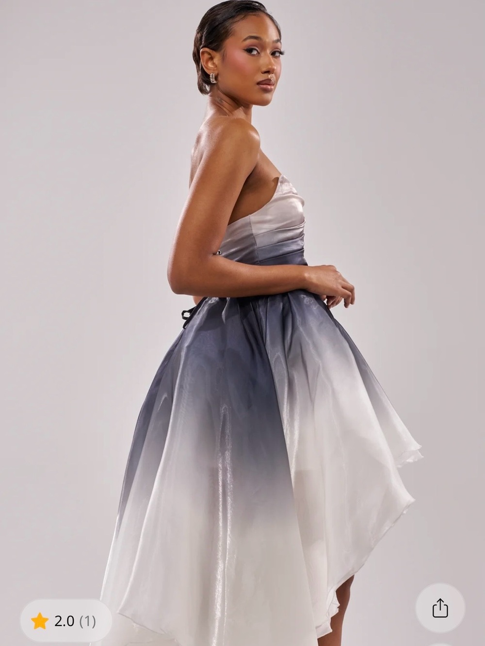 AKIRA Strapless Ombre High-Low Dress in White Blue Gray Homecoming Formal Wear